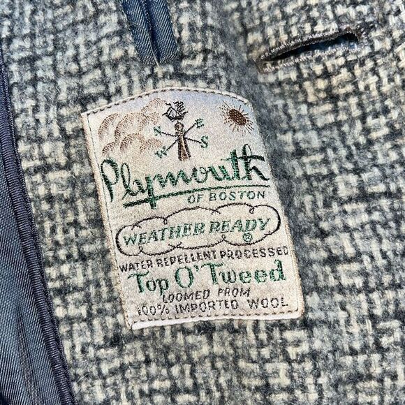 Vintage Harris Tweed Plymouth Of Boston Trench Coat Gray Scottish Top O’ Tweed 1 - Picture 11 of 16